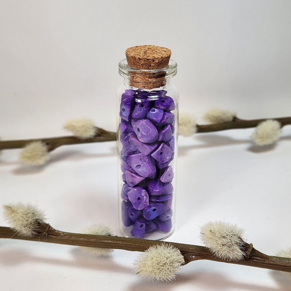 Gemstone Chip Wishing Bottle, Spells, Decor, Wicca, Boho, Spiritual